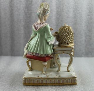 Meissen Porcelain Lady & Bird Cage Sense of Touch Feeling Figurine E4 5