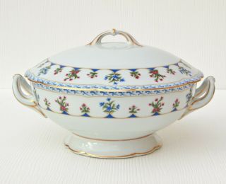 Chateaubriand Blue By Bearnardaud Soup Tureen & Lid 12 " Limoges France
