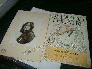 1906 Blanche Bates Autograph Photo & Playbill Girl Of The Golden West Belasco