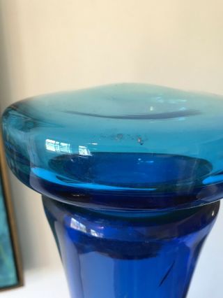 Mid Century 34” Blenko Glass Husted Turquoise Architectural Floor Vase 5516 11