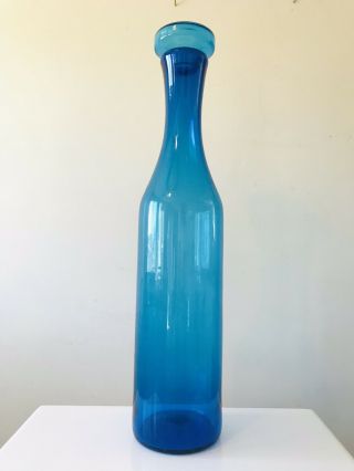 Mid Century 34” Blenko Glass Husted Turquoise Architectural Floor Vase 5516