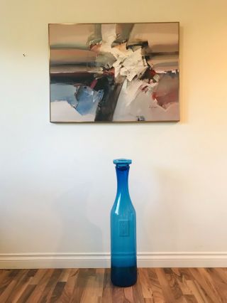 Mid Century 34” Blenko Glass Husted Turquoise Architectural Floor Vase 5516 2