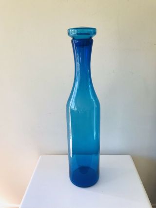 Mid Century 34” Blenko Glass Husted Turquoise Architectural Floor Vase 5516 4