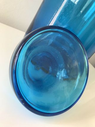 Mid Century 34” Blenko Glass Husted Turquoise Architectural Floor Vase 5516 5