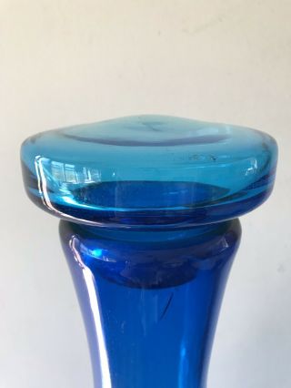 Mid Century 34” Blenko Glass Husted Turquoise Architectural Floor Vase 5516 6