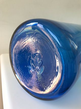 Mid Century 34” Blenko Glass Husted Turquoise Architectural Floor Vase 5516 7