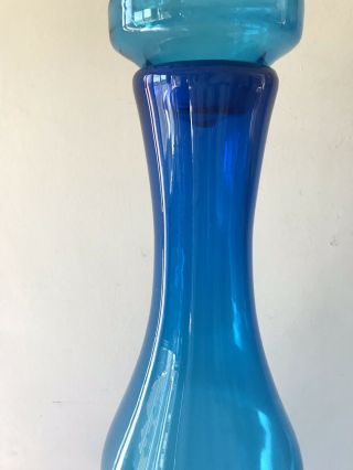 Mid Century 34” Blenko Glass Husted Turquoise Architectural Floor Vase 5516 8