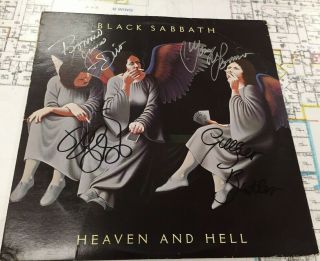 Autographed Black Sabbath Heaven And Hell Lp Dio Geezer Butler Tommy Iommi Ward