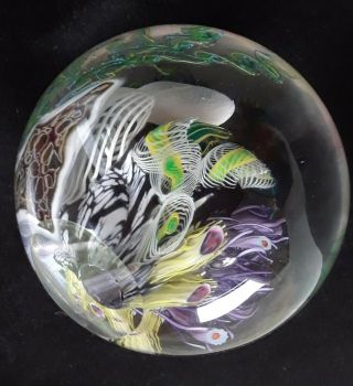 Mark Eckstrand Sea Life Aquarium Art Glass lg Paperweight - Signed ' 95 4