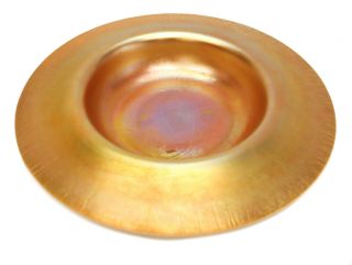 Large Steuben Art Glass Aurene Calcite Centerpiece Bowl,  Gold Iridescence