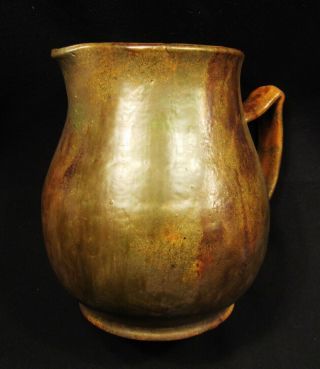 Early George Ohr Hand Thrown Lg.  Pitcher W Applied Handle
