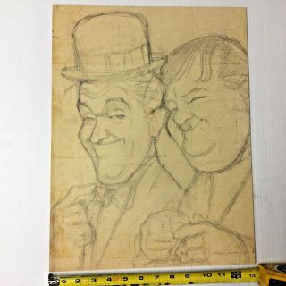 Large Laurel & Hardy Preliminarily Pencil Sketch By Disney Artist Kilgore Ak521