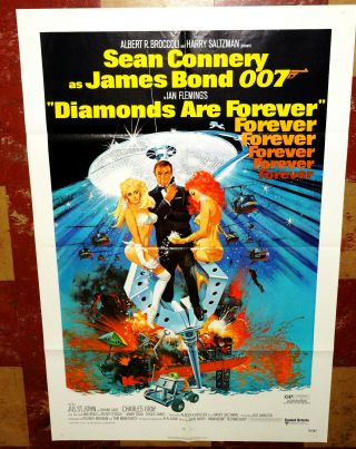 Diamonds Are Forever Orig 1971 James Bond 007 Sean Connery - Cond.