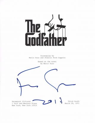 Director Francis Ford Coppola Signed The Godfather Full Movie Script W/coa Proof