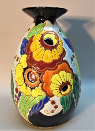 Gorgeous Charles Catteau For Boch Freres Art Deco Pottery Vase C.  1925 Antique