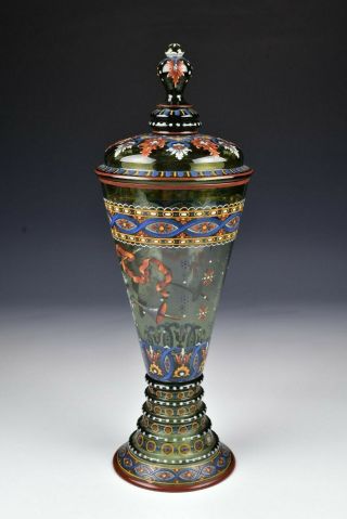German Enameled Glass Pokal with Armorial 19th Century 2