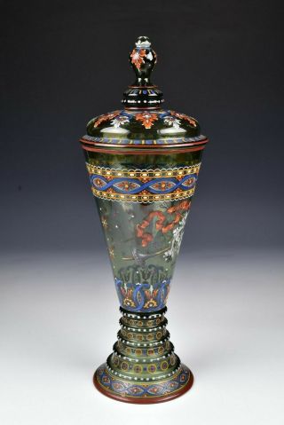 German Enameled Glass Pokal with Armorial 19th Century 4