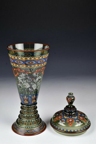 German Enameled Glass Pokal with Armorial 19th Century 5