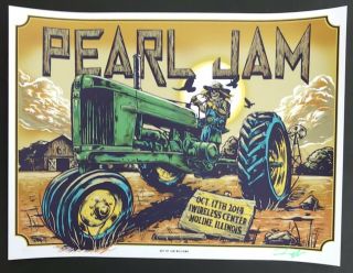 Pearl Jam Concert Poster - Signed Ap 74/100 - 10.  17.  14 - Moline,  Il