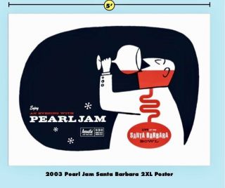 Ames Bros.  2xl Jumbo Print Signed /100 Pearl Jam Santa Barbara Concert Poster
