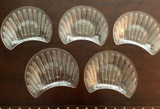 Lovely Set Of 5 Authentic Rene Lalique Crystal 8 " Crescent - Shaped “jaffa” Plates
