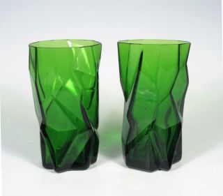 Consolidated Glass Pair Ruba Rombic 1928 Modernist Deco Art Glass 12 Oz Tumblers