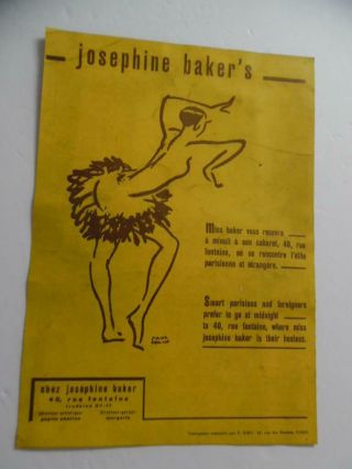1926 Chez Josephine Baker Full Page Advertisement Paul Colin Banana Skirt Paris