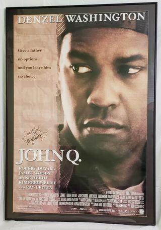 Authentic John Q Movie Poster Signed By Denzel Washington (framed)