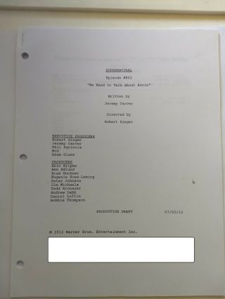 RARE Supernatural Cast & Crew Production Draft Script Screenplay Episode 802 3