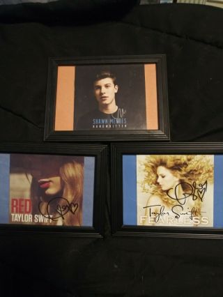 Taylor Swift/shawn Mendes Autographed " Red,  Fearless & Handwritten " Cd Sleeve.