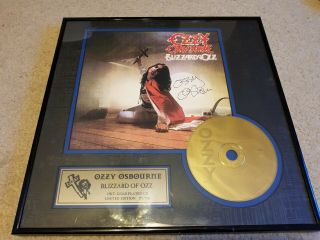 Ozzy Osbourne Blizzard Of Ozz 24 Kt Gold Signed Autograph Framed Display Lim950