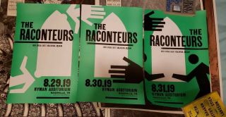 8/29 8/30 8/31 3x Raconteurs Hatch Show Print Poster Ryman Auditorium Jack White