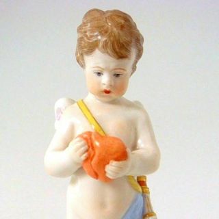 Meissen Porcelain Fine Figure Of A Cupid Holding A Broken Heart