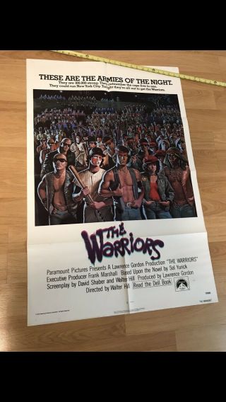 U.  S.  One Sheet Movie Poster/the Warriors/1978/cult Classic