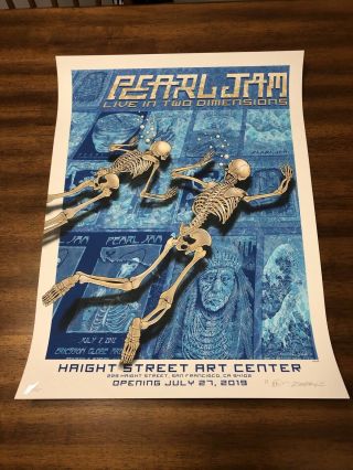 Pearl Jam Emek Live In Two Dimensions Haight Street Poster Print Signed Xx/115