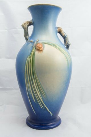 Rare Roseville Pine Cone Blue Vase 807 - 15 3