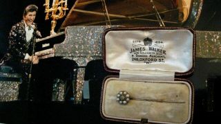 Liberace Owned From His Estate Antique Diamond & Pearl Stickpin W/original Case