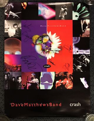 Vintage Dave Matthews Band 1996 Crash Poster Signed Autographed By Entire Band