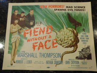 Fiend Without A Face 1958 Title Lobby Card,  C8.  5 Very Fine To Near