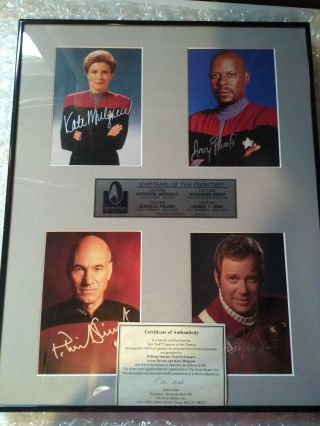 Star Trek Four Captains Autographed Framed Print - Shatner/brooks/stewart/mulgrew