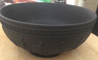 Vintage Wedgwood Black Basalt Jasperware 10 " Sacrifice Bowl Dancing Hours