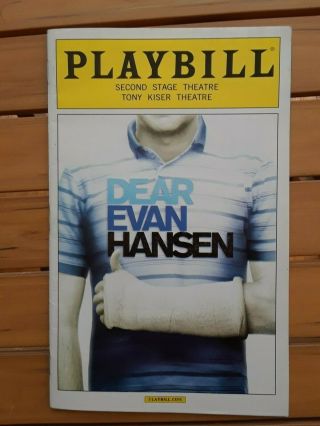 Dear Evan Hansen Off - Broadway Second Stage Theatre Playbill March 2016 1st Week