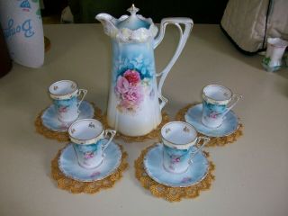 Rs Prussia Chocolate Set Very Lovely 4 Cups And Saucers