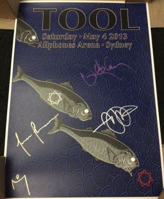 Tool Sydney Allphones Arena Autographed Signed Poster Authentic 2013