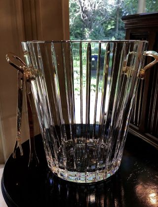 Baccarat France Maxim Champagne Bucket with Bronze Handles & Tongs 10