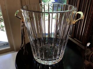 Baccarat France Maxim Champagne Bucket with Bronze Handles & Tongs 2