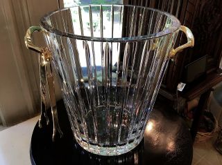Baccarat France Maxim Champagne Bucket with Bronze Handles & Tongs 6
