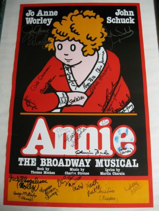 Annie Broadway Musical Poster Hand Signed 27x Jo Ann Worley John Schuck