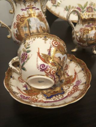 Rare Antique Meissen Porcelain Coffee Set With Charger Circa 1814 9