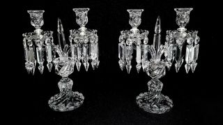 Pair Baccarat Candelabras 2 Lights " Bambous Tors " Pattern Early 20th Century
